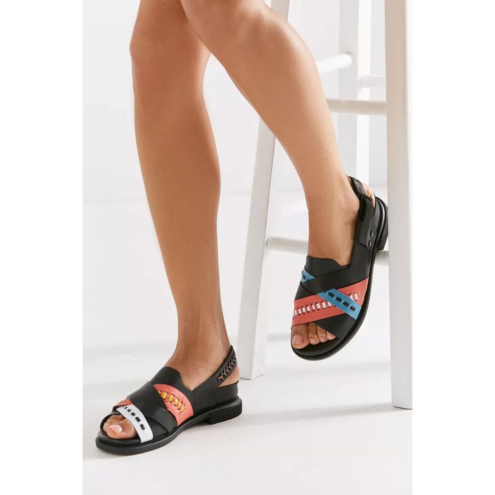 Camper Twins Mismatch Sandals Women Size 39 US 9 Leather Asymmetric Black - Picture 6 of 9